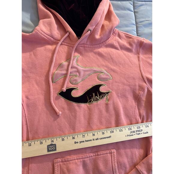 Y2K billabong salmon and burgundy velour hoodie cotton blend size M vintage - Picture 7 of 8
